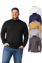 Big Men's Long Sleeve Knitted Mock Neck T-Shirt Assorted Colors And Sizes 3X-5x