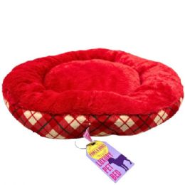 3 pieces of Barker & Meow 24" Luxury Pet Bed In Tartan Plaid Red