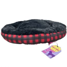 3 pieces of Barker & Meow 24" Luxury Pet Bed In Red Buffalo Plaid