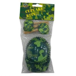 72 pieces Kid Fun Camo Themed 24-count Cupcake Sets With Toothpicks - Toothpicks