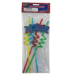 36 of Kid Fun 4-count Western Reusable Spiral Straws With Boot Decoration