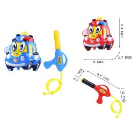24 Pieces 9.5"x9.5"x3" Cars Bagpack Water Gun - Water Guns