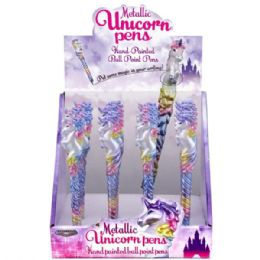48 pieces Metallic Unicorn Pen In Countertop Display - Pens & Pencils