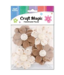 480 Wholesale 4-Piece 6cm Satin Flower Pink Apricot