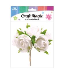 600 Wholesale 6-Piece Satin Flower White 2.5cm
