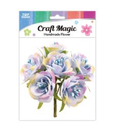 480 Wholesale 6-Piece Satin Flower Blue 3.1cm