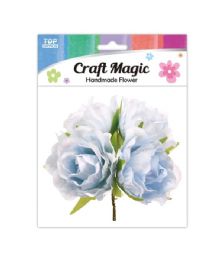 480 Wholesale 4-Piece Satin Flower Blue 5cm