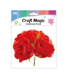 480 Wholesale 4-Piece Satin Flower Red 5cm