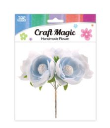 480 Wholesale 6-Piece Satin Flower Light Blue 4.5cm