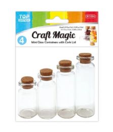 144 Wholesale 4-Piece Mini Glass Vials With Cork Lid