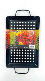 12 of NoN-Stick Bbq Grill Tray Perforated Grilling Basket (16" X 8")