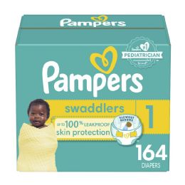 168 of Pampers Swaddlers Diapers Size 1, 164 ct