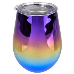 48 of XxX- Double Wall Stainless Wine Cup 12 Oz. - Shiny Rainbow