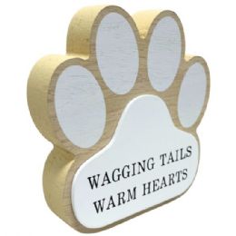 18 of 6"x6" Natural Mdf Paw Print Wagging Tails Décor Figure