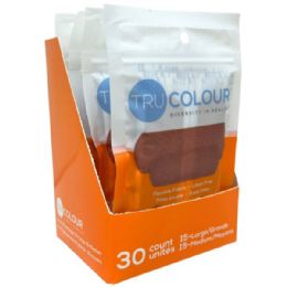36 of TrU-Colour 30 Count Light Skin Tone Shade Fabric Bandages In Resealable Bag in Pdq Display