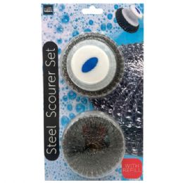 12 of 3 Piece Stainless Steel Scourer With Handle And Refill Set