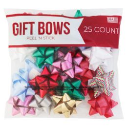 66 of Bows Christmas 25ct Peel N Stick Ast Colors Printed Poly Bag
