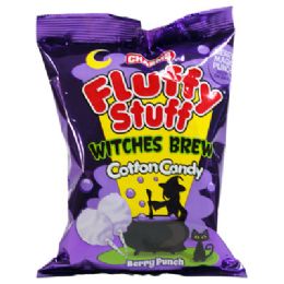 24 Wholesale Fluffy Stuff Witches Brew Cotton Candy 2.1 Oz Berry Punch Flavor On Mdse Strip