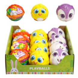 24 pieces Ball 3in Foam Sculpted Easter 3assorted In 12pc Pdq - Easter