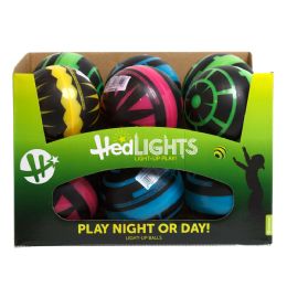 24 pieces Ball 4in Light Up Blackout 4assorted Colors In 12pc Pdq - Balls