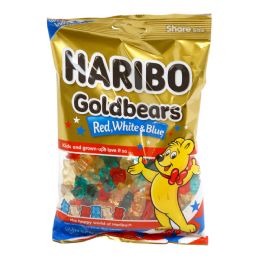 20 pieces Haribo Goldbears Limited Edition Red - White - Blue 8 Oz Peg Bag Counter Display - Candy