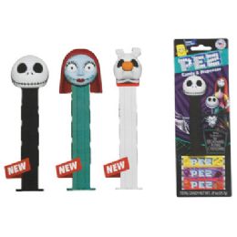 36 pieces Pez Halloween Nightmare Before Christmas Dispenser + 3 Candy On Blister Card In 12pc Display - Christmas Novelties
