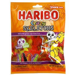12 Wholesale Crazy Skeletons Haribo 4 Oz Peg Bag In Counter Display