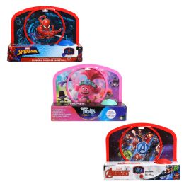 12 pieces Hoop Set Licensed Plastic 3assorted Avengers, Trolls, Spiderman - Basketballs