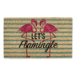 12 pieces Doormat 18x30 Lets Flamingle Coconut Coir/pvc - Mats