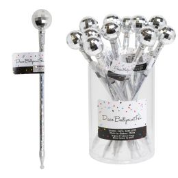 24 pieces Disco Ballpoint Novelty Pens/silver In 24pc Pvc Tube/label - Pens & Pencils
