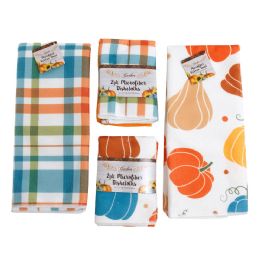 24 pieces Kitchen Textiles Fall Microfiber 2ast/2pk Dishcloth/1 Towel Wrapcard/ht/jhook - Kitchen Towels