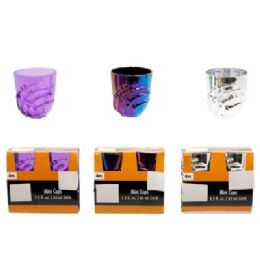 24 pieces Shot Cups Halloween 4pk/2.2floz Bone Shaped 3ast Finish Chrome/irid Window Boxed - Halloween