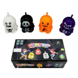 24 pieces Halloween Light Up Spinning Character Top 4ast/24pc Pdq - Halloween
