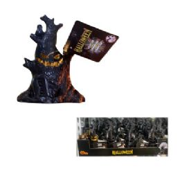 18 pieces of Haunted Tree W/lighT-Up Face Black Plastic 6.3in H/18pc Pdq