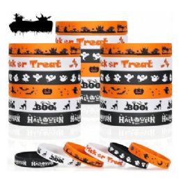 24 pieces Bracelet Silicone Halloween 6pk 3clrs/2 Designs Perpk Opp/hdr - Halloween