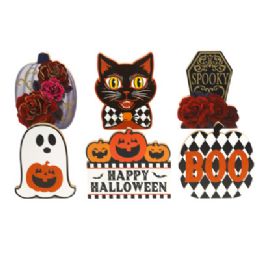 24 pieces Table Decor Glitter Mdf 6ast Retro Halloween/mdf Comply Label - Halloween