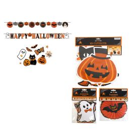 24 pieces Banner/cutouts Paper Retro Halloween Decor 3ast 2x7ft Banners/10ct Cutouts Pbh - Halloween