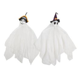 18 pieces Ghost Hanging Decor 2ast Pirate Or Witch 24-27in White Poly/adjustable Arms Hlwn/ht - Halloween