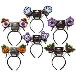 24 pieces Headband Headbopper Halloween 6ast Icon W/bow & Glitter Hlwn Barbell - Halloween