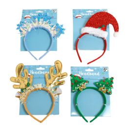 24 pieces Headband Christmas 4ast Tree/hat/antlers/snowflake Xmas Tcd - Christmas Novelties