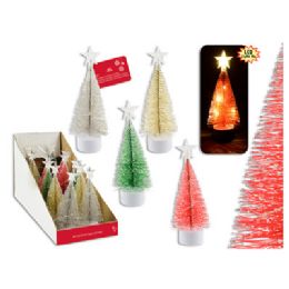 20 pieces Christmas Tree Bottle Brush Snow Tipped W/5 B/o Lights 5.9 X 2.4in 4ast Colors/20pc Pdq - Christmas Novelties