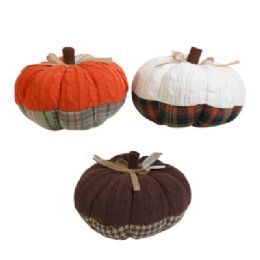 12 pieces Pumpkin Deluxe Knit Top/fabric Bottom Harvest Print 7x8in  3 Ast Clrs / Harv ht - Thanksgiving