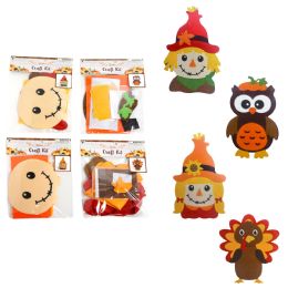 24 pieces Craft Set Kids Harvest Felt 4ast/ 2 Scarecrow/owl/turkey In Harvest Pbh - Thanksgiving