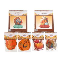 36 pieces Harvest Paper Decor 6ast 4 Banners/2 Centerpieces - Thanksgiving