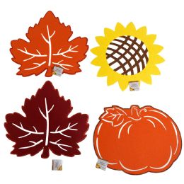 24 pieces Cutouts Felt Harvest W/glitter Trim 4ast Leaf/pumpkin/sunflower Harvest/ht - Thanksgiving