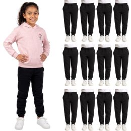 Yacht & Smith Girls Black Fleece Jogger Pants Size S