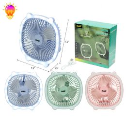 24 Pieces 7.5-inch Usb Rechargable Desk Fan W/light - Electric Fans