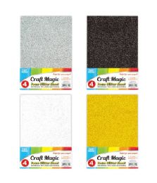144 of 4-Piece Eva Glitter Sheet 10x6.25" Assorted Neutral Colors
