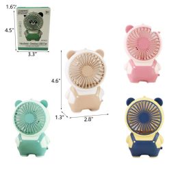 144 Pieces 4.6" Bear Rechargable Hand Fan - Electric Fans