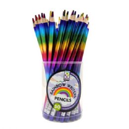 50 pieces Rainbow Writers 50 Pack Colored Pencils With Colorful Rainbow Lead In Display - Pens & Pencils